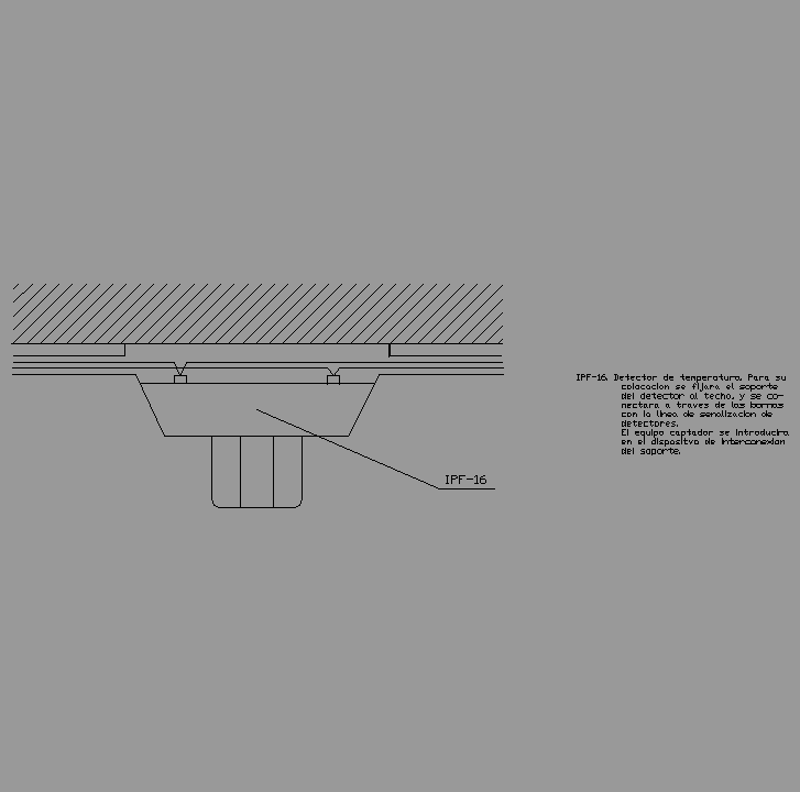 Bloque Autocad Detector de temperatura colocado
